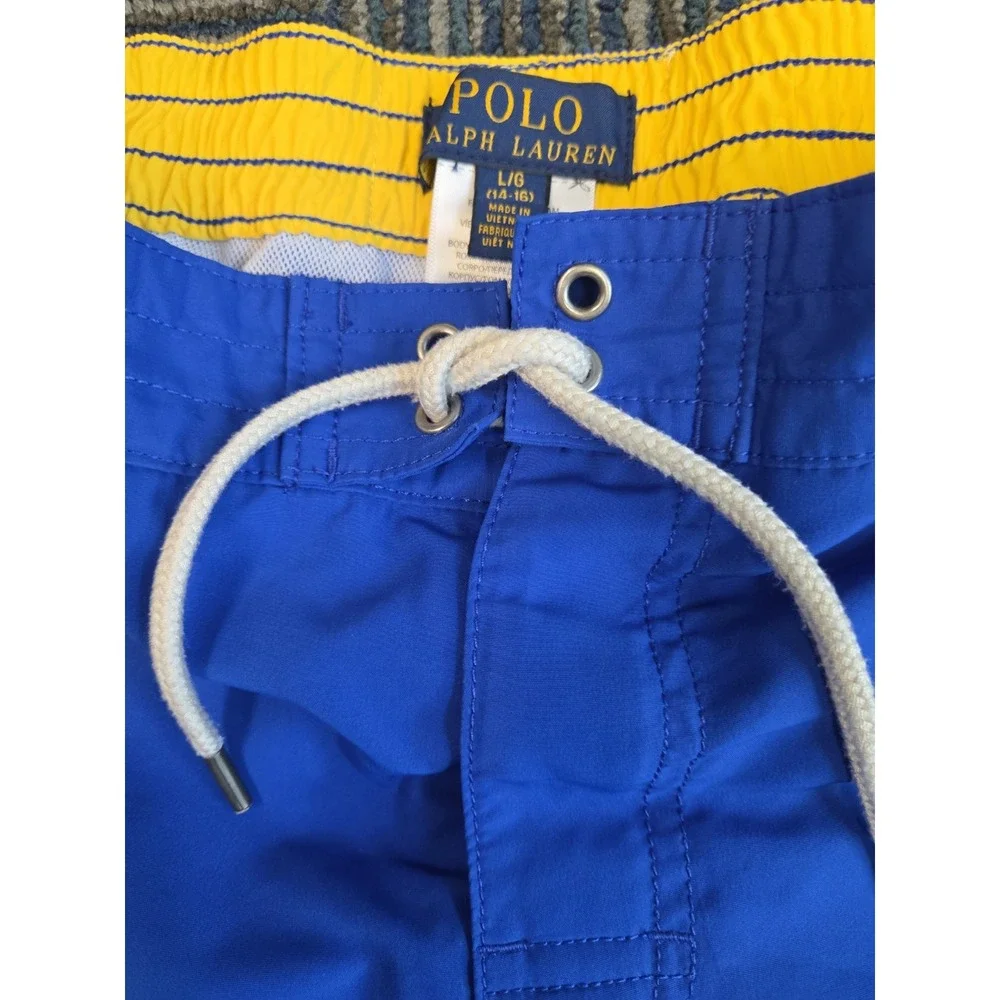 Polo Ralph Lauren Boys Youth Big Pony Swim Trunks L(14-16) Kids Blue Yellow